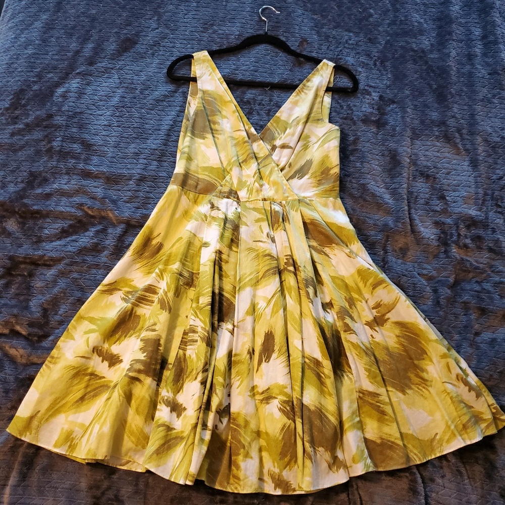 Lime green floral print retro vintage summer dress